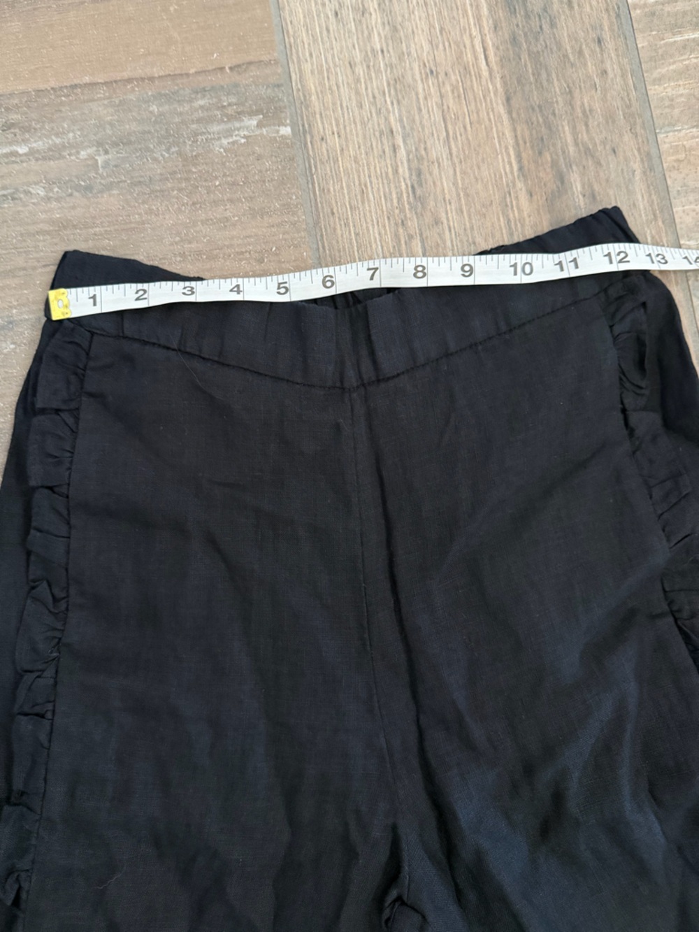 J Crew Wide-leg ruffle pant in linen size XS in black. - Picture 8 of 10